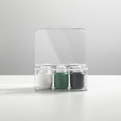 MDesign Plastic Craft Room Storage Organizer Box With Hinged Lid, 8 Pack, Clear - Image 2