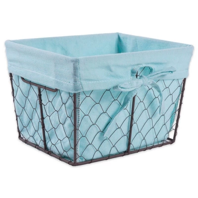 Design Imports Set Of 5 Rustic Bronze Chicken Wire Liner Baskets Aqua - Image 3