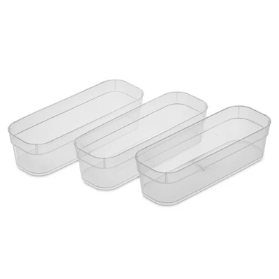 Sterilite 13538608 Narrow Storage Trays With Sturdy Banded Rim And Textured Bottom For Desktop And Drawer Organizing, Clear (24 Pack) - Image 2