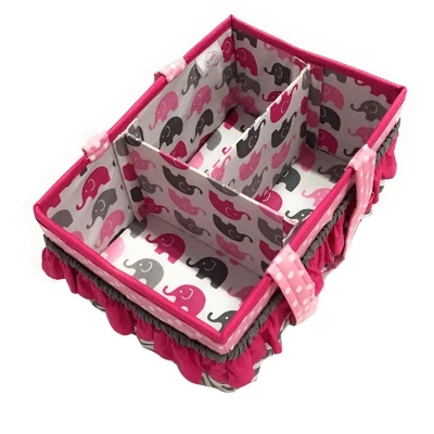 Bacati - Elephants Pink/Gray Storage Caddy - Image 3