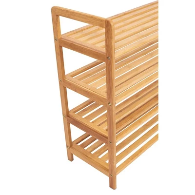 BirdRock Home Free Standing Bamboo Shoe Rack - 4 Tier - Wood - Image 2