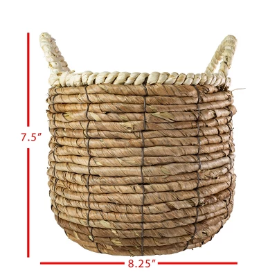 Wrapped Rim Basket Banana Leaf, Corn Husk & Metal - Foreside Home & Garden - Image 5