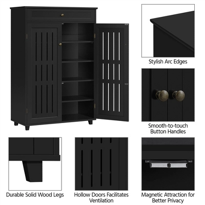 Yaheetech Adjustable 5-Tier Shoe Storage Cabinet With Louvered Door, Black - Image 3