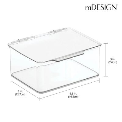 MDesign Plastic Craft Room Storage Organizer Box With Hinged Lid, 8 Pack, Clear - Image 3