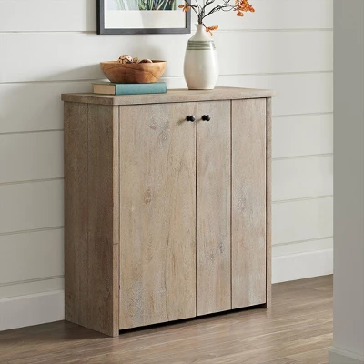 31" Castleton Mango Wood Shoe Cubbie Storage Cabinet Driftwood - Alaterre Furniture - Image 8