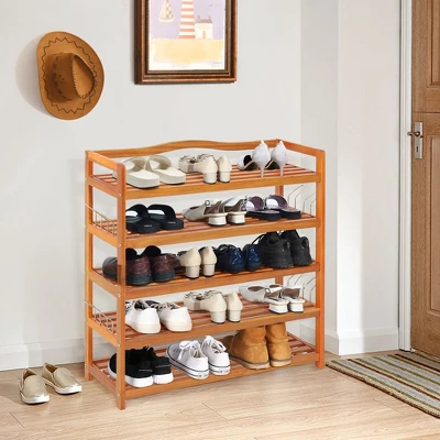 Costway 5-Tier Wood Shoe Rack Freestanding Large Shoe Storage Organizer Heavy-duty - Image 6
