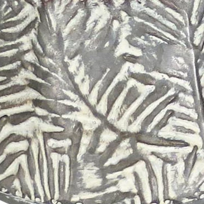 Set Of 2 Rustic Whitewashed Pattern Galvanized Metal Decorative Storage Baskets With Faux Leather Handles - Foreside Home And Garden - Image 6