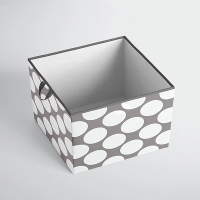 Bacati - Dots/Pin Stripes Gray/Yellow Storage Box Large