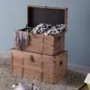 Vintiquewise Wooden Rectangular Lined Rustic Storage Trunk With Latch