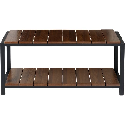 Honey-Can-Do 2 Tier Shoe Storage Bench Walnut - Image 6
