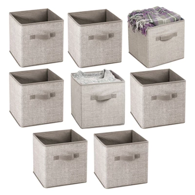 MDesign Fabric Closet Organizer Cube Bin - Textured Print, Small - Image 9