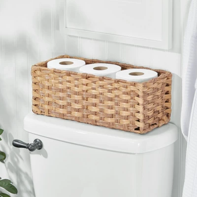 MDesign Woven Seagrass Toilet Tank Storage Basket For Bathroom
