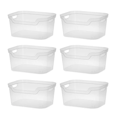 Sterilite 7 X 11 X 14.25 Inch Polished Open Scoop Front Storage Bin With Comfortable Carry Through Handles For Household Organization, Clear - Image 5
