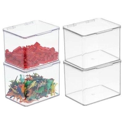 MDesign Plastic Stackable Toy/Game Storage Bin Box - Hinged Lid - 4 Pack - Image 10