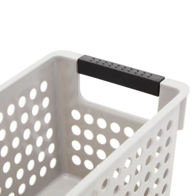 Farmlyn Creek 4 Pack Gray Plastic Storage Baskets Bins With Handles For Shelves, Closet Organizer - Image 4