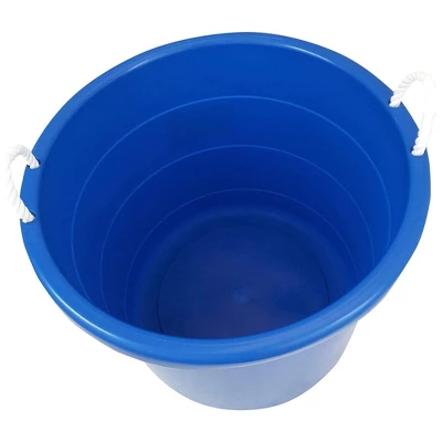 Homz Multipurpose 18 Gallon Plastic Open-Top Storage Round Utility Tub With Rope Handles For Indoor Or Outdoor Home Organization, Blue (3 Pack) - Image 3