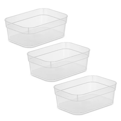 Sterilite Medium Storage Tray Containers With Sturdy Banded Rim And Textured Bottom For Desktop And Drawer Household Organization, Clear, 48 Pack - Image 2