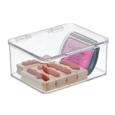 MDesign Plastic Craft Room Storage Organizer Box With Hinged Lid, 8 Pack, Clear - Image 7