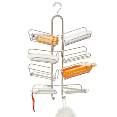 MDesign Steel Metal Bathroom/Shower Caddy Rack With Hooks And Baskets - Image 7