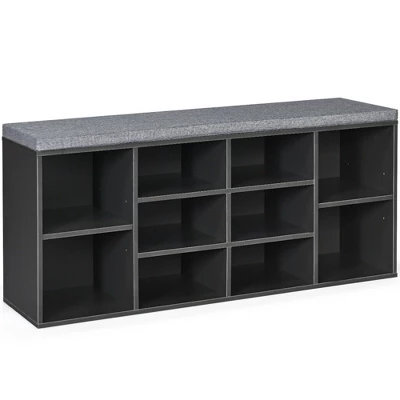 Costway Entryway Padded Shoe Storage Bench 10-Cube Organizer Bench Adjustable - Image 10