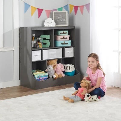 Badger Basket Combo Bin Storage Unit With 3 Baskets Charcoal - Image 3