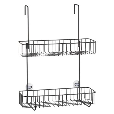 MDesign Wide Metal Over Door Hanging Shower Caddy, 2 Hooks And Baskets - Image 7