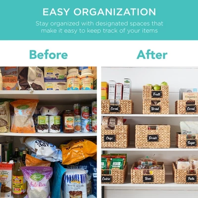 Best Choice Products Set Of 4 16x12in Woven Water Hyacinth Pantry Baskets W/ Chalkboard Label, Chalk Marker - Image 2