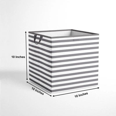 Bacati - Pin Stripes White/Gray Storage Box Small - Image 3