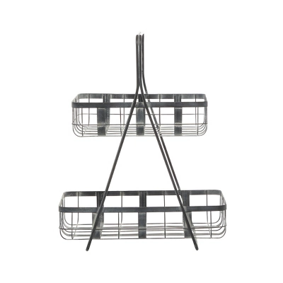 Farmhouse Iron Storage Basket Gray - Olivia & May - Image 3