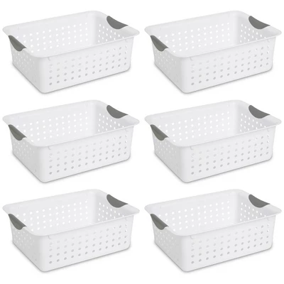 Sterilite Ultra Ventilated Open Top Plastic Storage Organizer Basket With Gray Contoured Carrying Handles - Image 6
