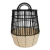 Natural Woven Black Rattan, Rope & Metal Basket - Foreside Home & Garden