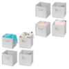 MDesign Fabric Closet Organizer Cube Bin - Textured Print, Small