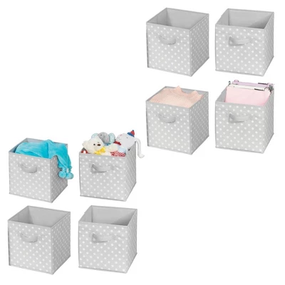 MDesign Fabric Closet Organizer Cube Bin - Textured Print, Small