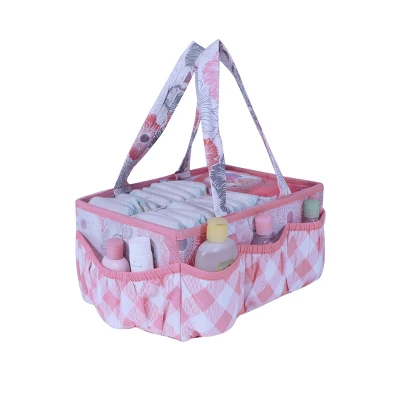 Bacati - Watercolor Floral Coral/Gray Storage Caddy - Image 3