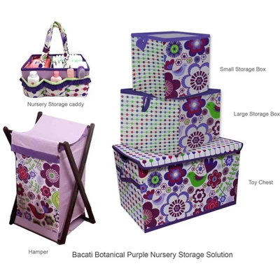Bacati - Botanical Purple Storage Box Small - Image 4