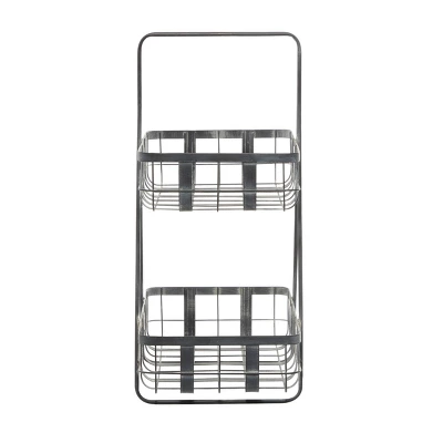 Farmhouse Iron Storage Basket Gray - Olivia & May - Image 4