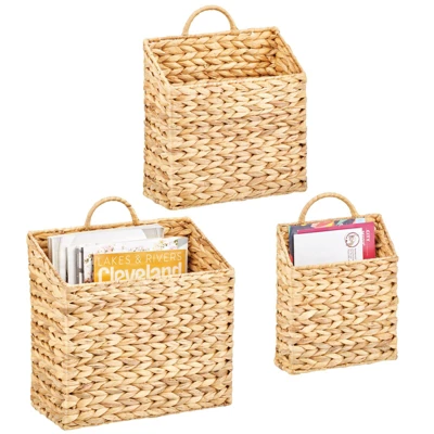 MDesign Woven Water Hyacinth Hanging Wall Storage Basket - Image 7