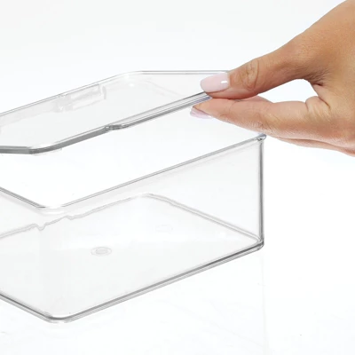 MDesign Plastic Craft Room Storage Organizer Box With Hinged Lid, 8 Pack, Clear - Image 5