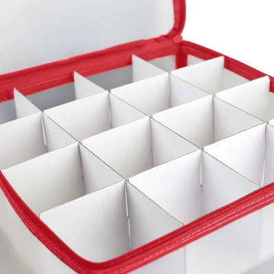 Home Basics Zippered 64 Ornament Storage Box, Red - Image 5