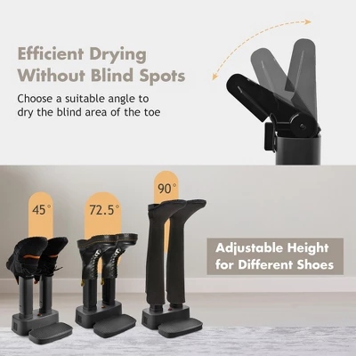 Costway 2-Shoe Electric Shoe Dryer Warmer Portable Adjustable Boots Socks Gray - Image 4