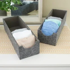 Household Essentials Set Of 2 Narrow Drawer Trays Graphite Linen