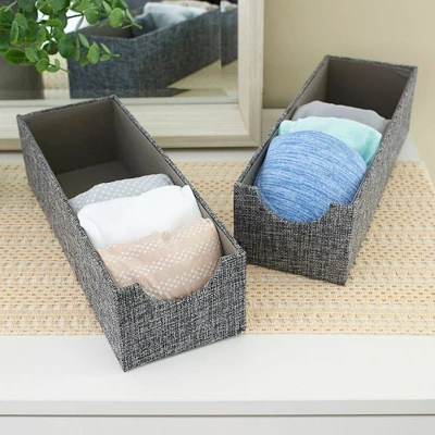 Household Essentials Set Of 2 Narrow Drawer Trays Graphite Linen