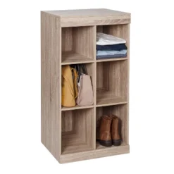 Honey-Can-Do 6 Compartment Divided Cube Cabinet Oak