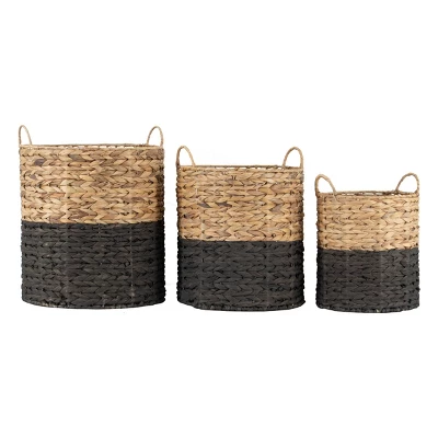 Set Of 3 Natural Water Hyacinth Decorative Storage Baskets With Handles - Image 7