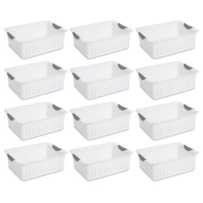 Sterilite Ultra Ventilated Open Top Plastic Storage Organizer Basket With Gray Contoured Carrying Handles - Image 7