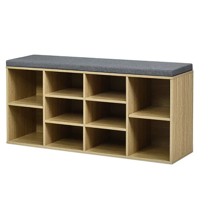Costway Entryway Padded Shoe Storage Bench 10-Cube Organizer Bench Adjustable - Image 12