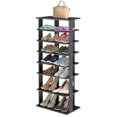 Tangkula 7-Tier Shoe Rack Free Standing Shelf Storage Modern Shoe Rack Organizer Brown/Black/White - Image 9