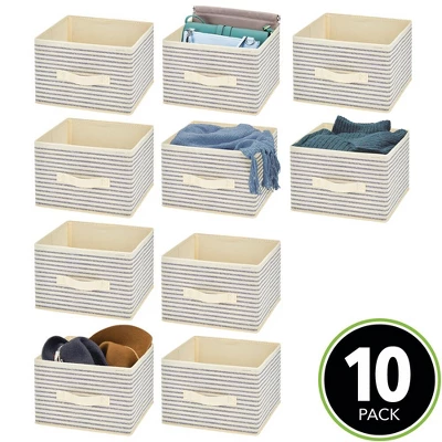 MDesign Soft Fabric Closet Storage Organizer Cube Bin, 10 Pack