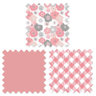 Bacati - Watercolor Floral Coral/Gray Storage Caddy - Image 4