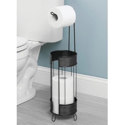MDesign Toilet Tissue Paper Roll Holder / Dispenser, Stores 4 Rolls - Image 2